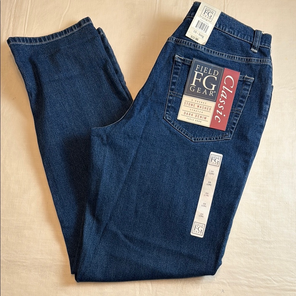 Field Gear Women's Vintage Classic Blue Stone Washed Stretch Denim Size 10 Long